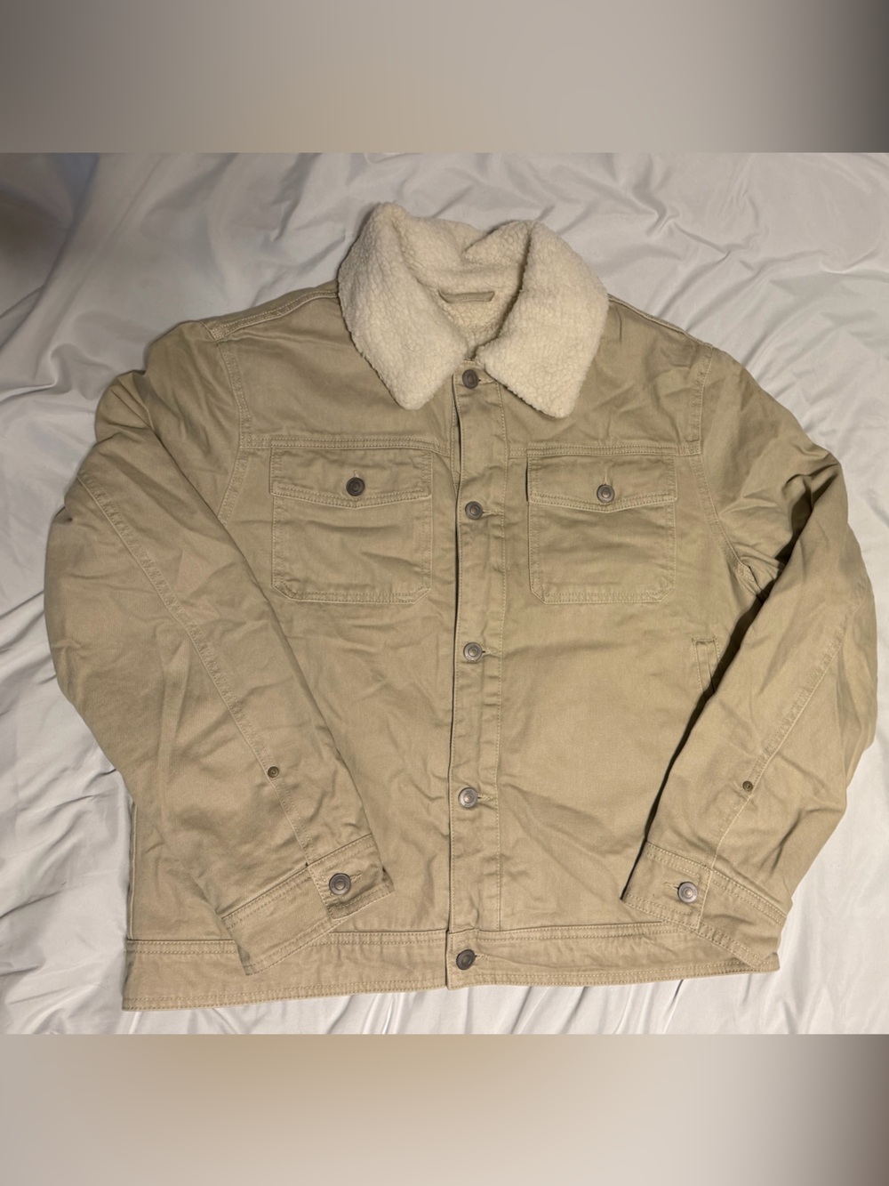 Mango Men's Tan Sherpa-Trim Bomber Jacket
